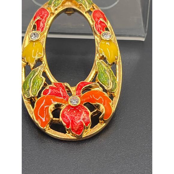 Jose Barrera For Avon Vintage 1994 
Hibiscus Pendant and Clip On Earrings Set - Picture 9 of 9